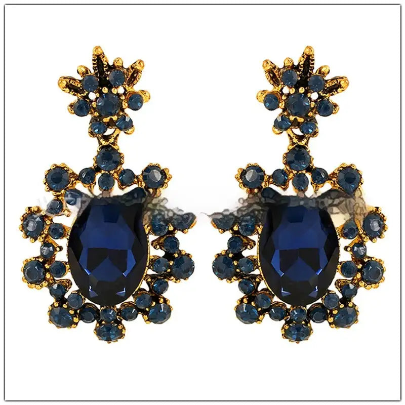 European And American Fashion Cool Vintage Sapphire Stud Earrings Lootquake LLC