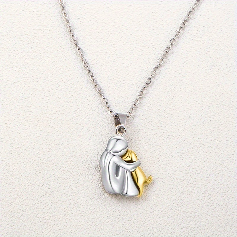 Fashion Little Girl And Dog Hug Necklace Pi-Mart
