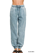 Zenana Acid Wash Fleece Sweatpants