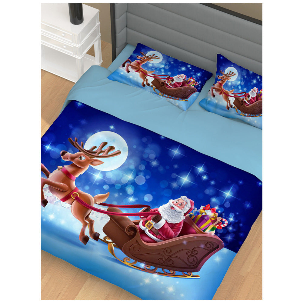 Santa's Three-piece Duvet Cover Under The Stars Pi-Mart