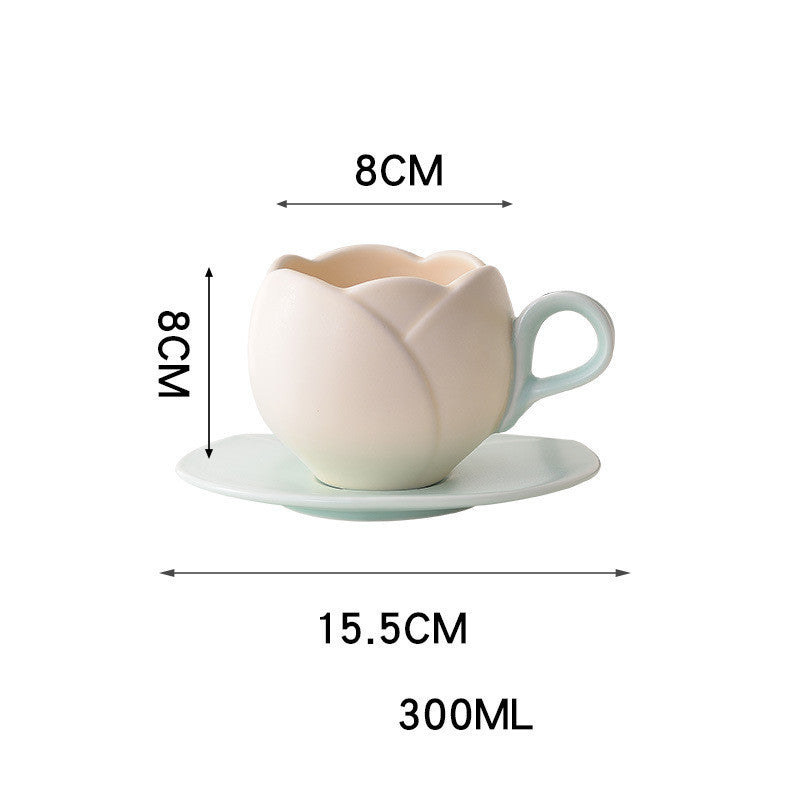 Ins Retro Tulip Coffee Cup And Saucer Set Pi-Mart