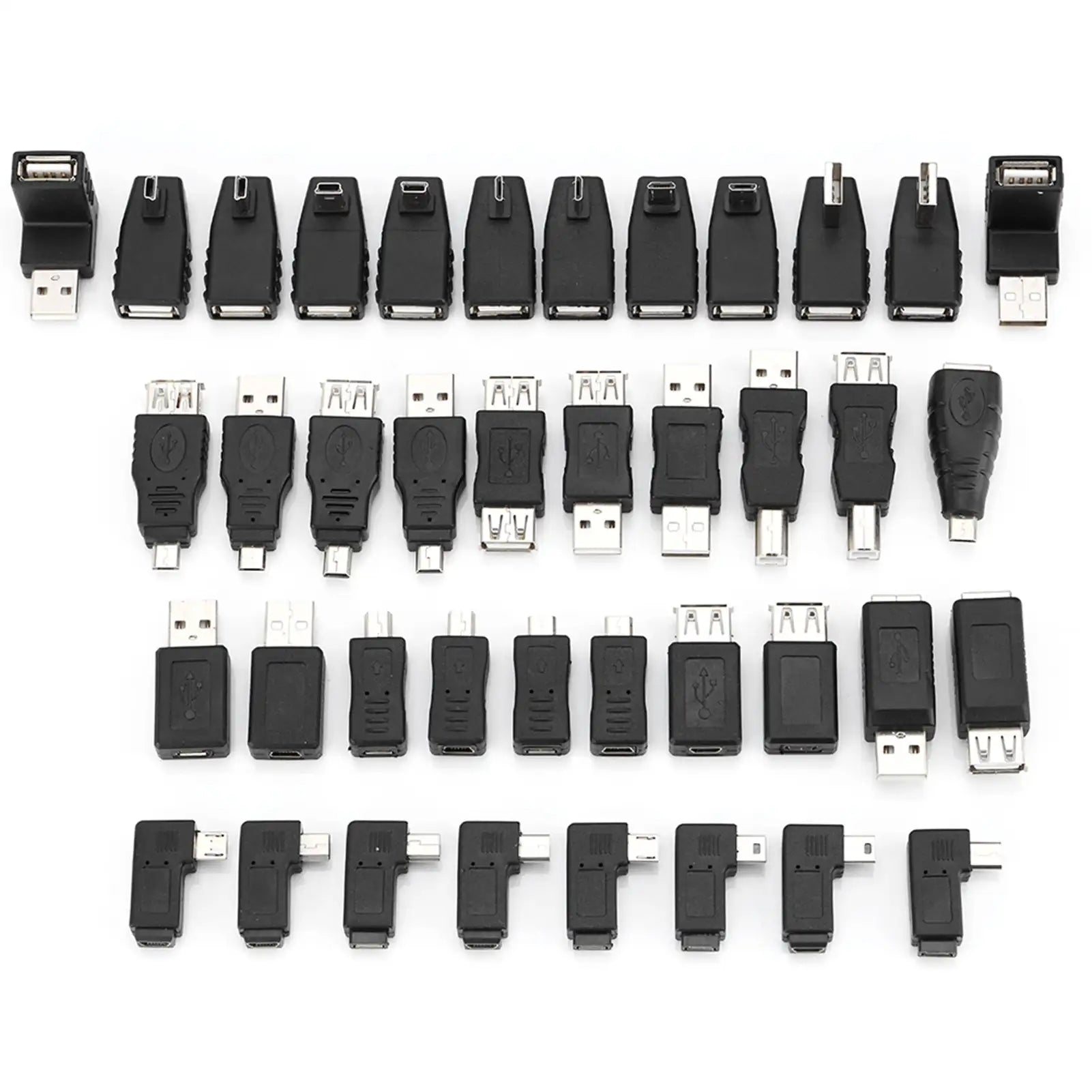 Pack of 40 Multiple USB2.0 Adapters Angled Mini Micro Type B Male Female Converters Connectors - SJB-DIAMOND ELITES