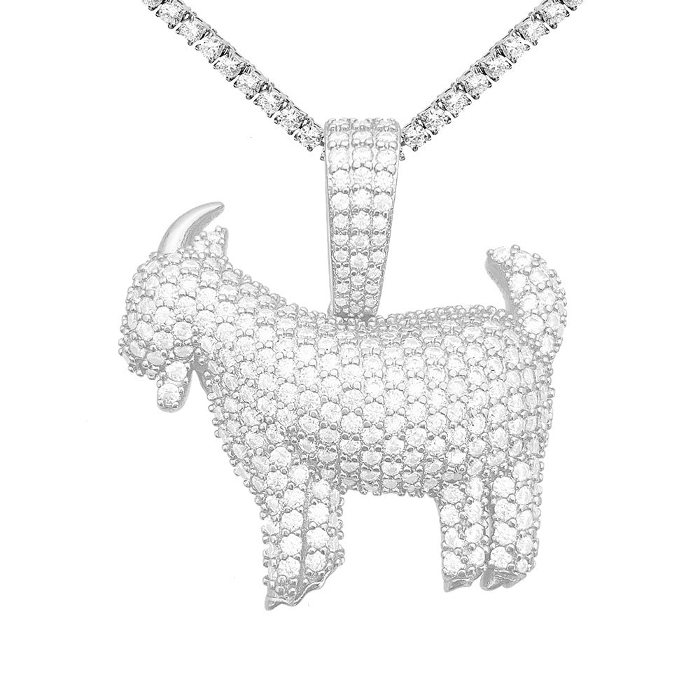 Zodiac Lamb Pendant S925 Silver Inlay Moissanite Pi-Mart