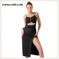 Women's Pure Color Halter Sleeveless Split Dress - SJB-DIAMOND ELITES
