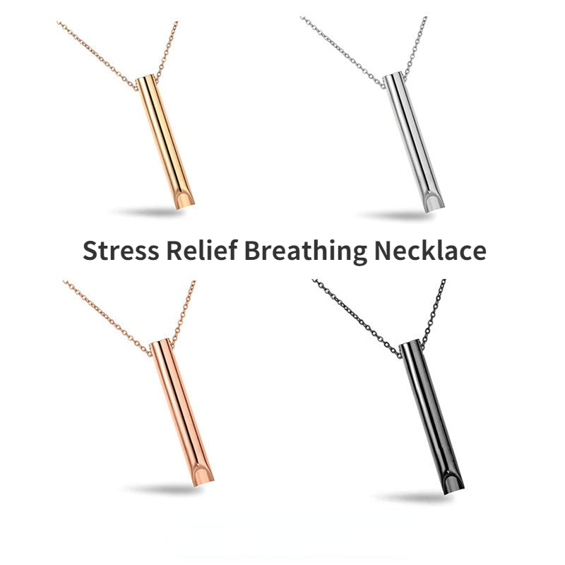 Breathing Necklace Adjustable Breathing Relieve Pressure Ornament Stainless Steel Decompression Jewelry Pi-Mart