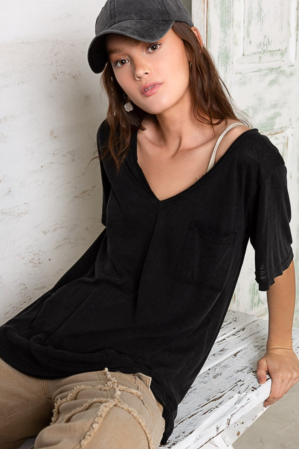 POL V-Neck Short Sleeve T-Shirt Lootquake LLC