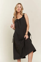 Drawstring Slit Back Cargo Summer Dress For Women – Trendy Utility-Inspired Dress with Adjustable Fit and Slit Back for Casual and Everyday Wear
