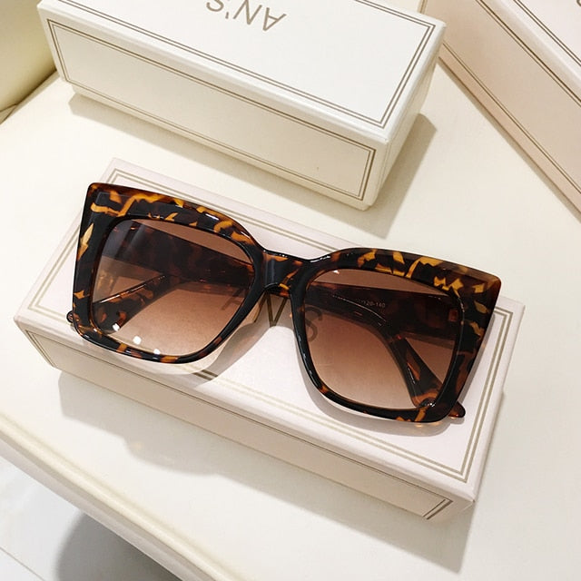 Rectangle Big Frame Cat Eye Sunglasses - SJB-DIAMOND ELITES