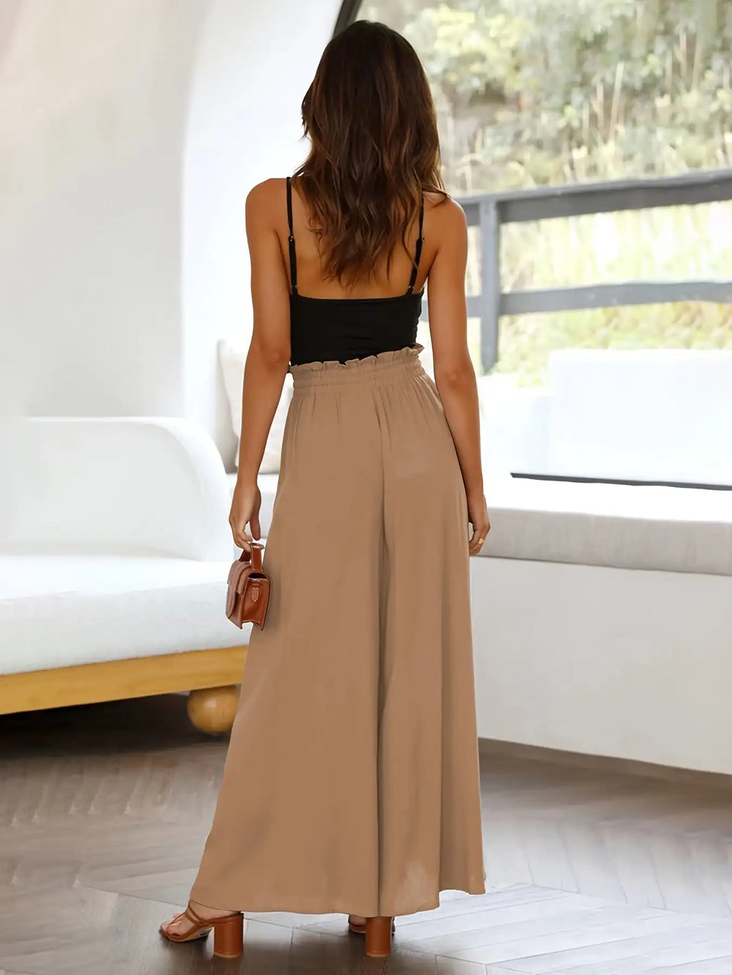 Ladies Plus Size Casual Pants Elastic Waist Wide-leg Pants - SJB-DIAMOND ELITES