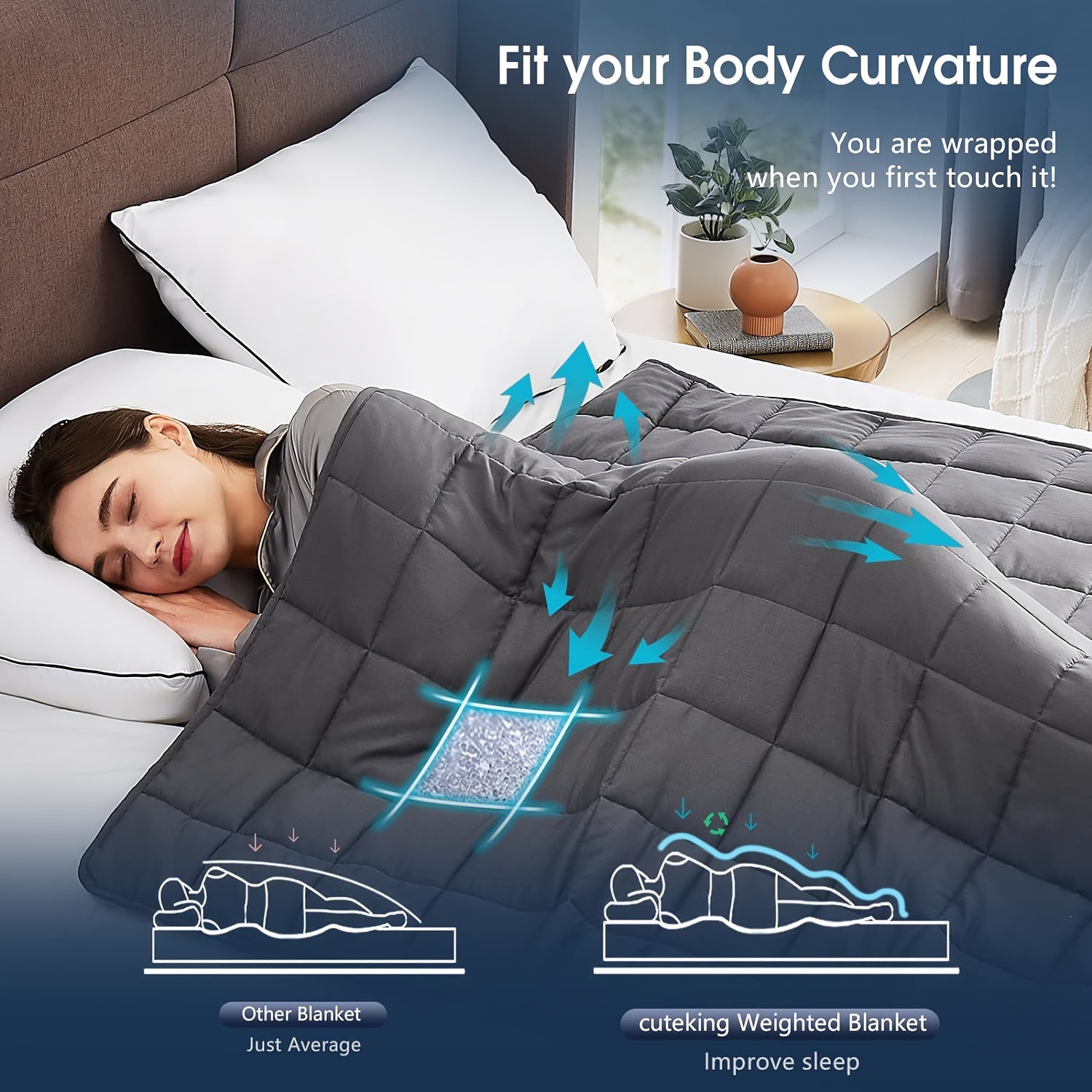 1pc Dark Grey Weighted Blanket for Adults - 10lbs, Breathable Microfiber with Glass Beads, All-Season Comfort for Sleep, Relaxation & Meditation, Soft & Heavy Throw for Better Sleep & Warmth Retention, Allseason Blanket | Con