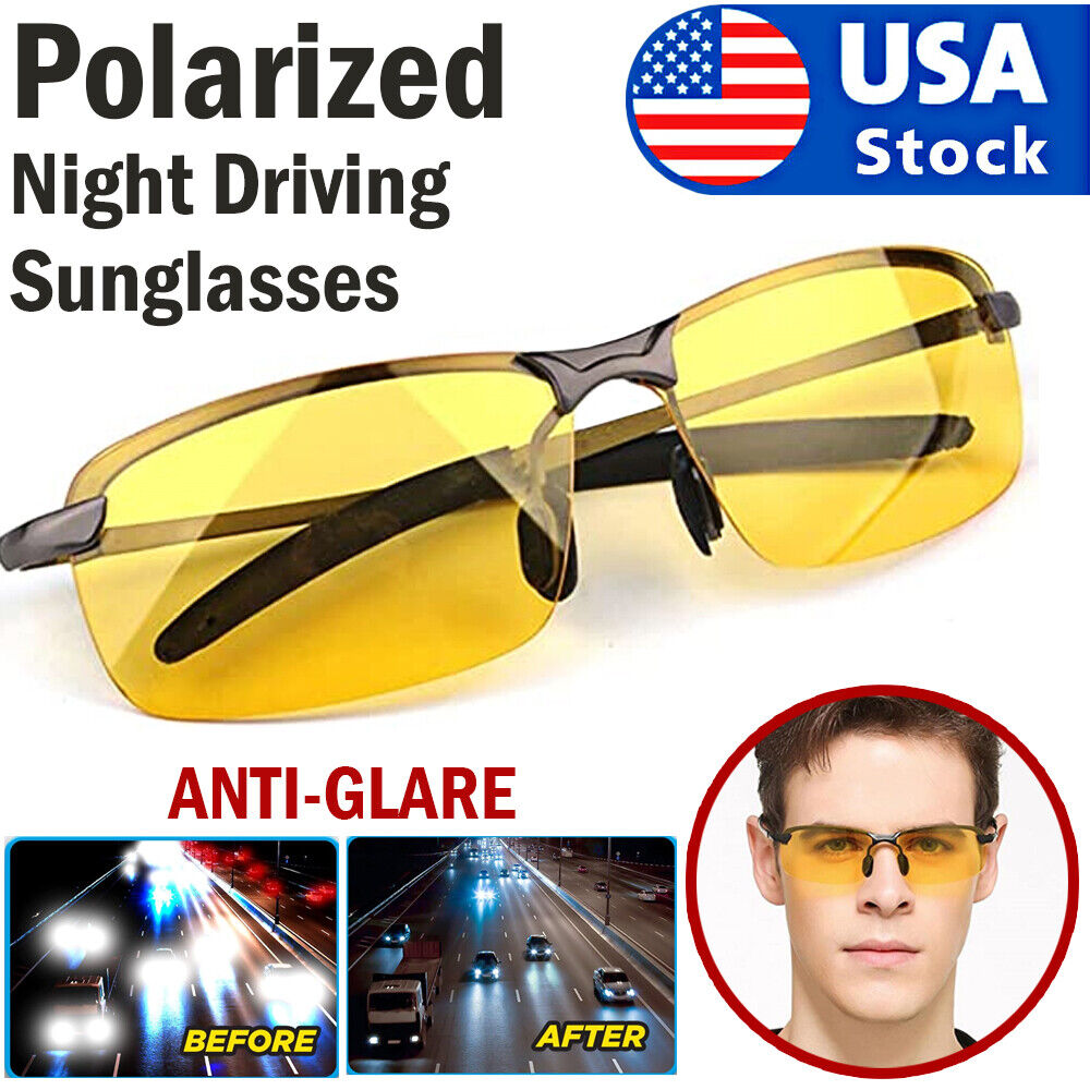 Polarized HD Night Driving Vision Glasses For Men & Women Aviator Sunglasses Pi-Mart