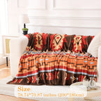 1pc Southwest Native American Flannel Polyester Throw Double-side Printed Blanket, Aztec Geometry Pattern Travel Couch Bed Blanket Plush Soft Lightweight Blanket For All Season Lootquake LLC