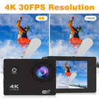 4K Ultra HD Action Camera - WiFi, 2.4GHz Wireless Wristband Remote Control, 32GB Card, Wide Angle Lens, Remote Operation - Perfect For Skiing, Mountaineering, Outdoor Sports, Gift Giving, Awaken Your Outdoor Adventure Experie Lootquake LLC