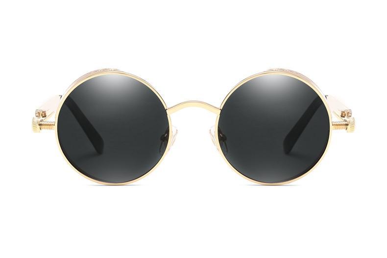 Luxury Popular Retro  Gothic Steampunk Polarized Men and  Women Brand Designer Vintage Round High Quality Metal Frame Sunglasses With UV400 Protection - SJB-DIAMOND ELITES