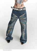Original Digital 3D Full Printed Leopard Print Loose Jeans Lootquake LLC