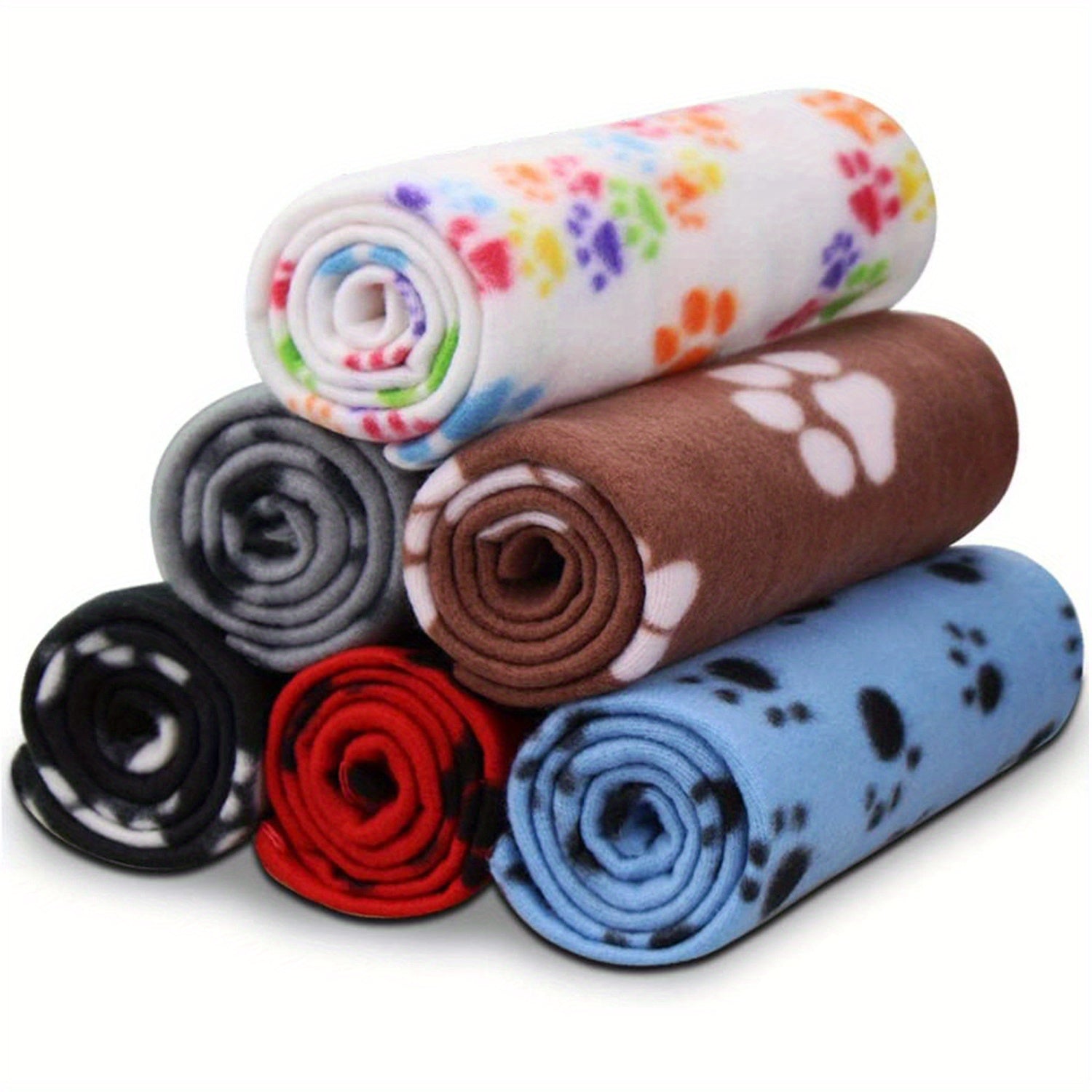 6 pack Cozy 24x28 Inch Paw Print Blanket for Dogs and Cats - Soft and Warm Bed Cover for Ultimate Comfort Christmas Gift Lootquake LLC
