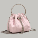 Rhinestone chain handbag women, fashion drawstring bucket bag evening clutch purse party Prom bag Party purse Prom bags clutches - SJB-DIAMOND ELITES