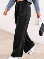 Tied Elastic High Waist Pleated Detail Solid Sweatpants THRIXINE