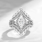 Crown Horse Eye Diamond Ring Set Copper Luxury