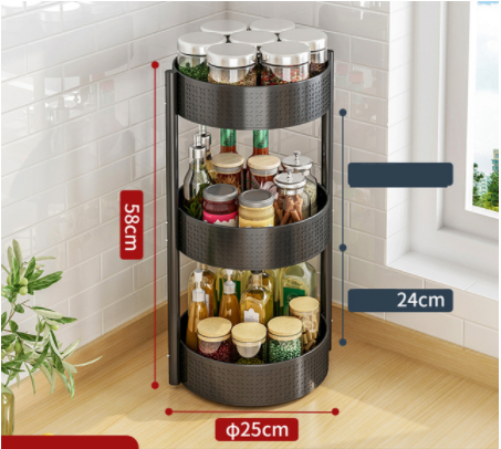 Multi Layer Rotating Spice Storage Rack For Kitchen Countertops Pi-Mart