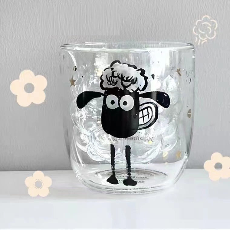 High Temperature Resistant Double Wall Cute Girl Milk Glass Pi-Mart