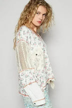 POL Floral Crochet Patch V-Neck Top – Femstylo - SJB-DIAMOND ELITES