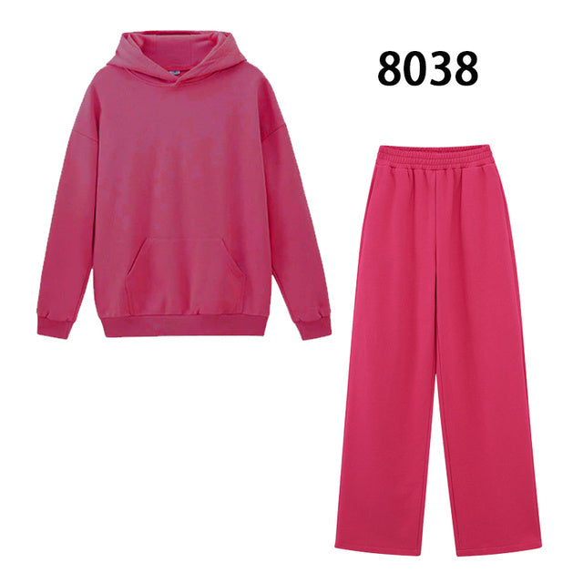 Women's Hoodie And Sweatpants White Sportswear Two-piece Suit Pi-Mart