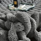 1pc Luxurious Faux Rabbit Fur Throw Blanket - Cozy for Couch, Office, Outdoor & Travel Use - Double-Sided, Warm & Lightweight Lootquake LLC