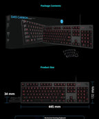 G413 Gaming Electronic Sports Mechanical Keyboard Desktop Backlight 104 Key Metal Panel