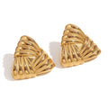 18K Gold Triangular Stud Earrings Ins Fashion Niche Style Retro Earrings For Women Jewelry Pi-Mart