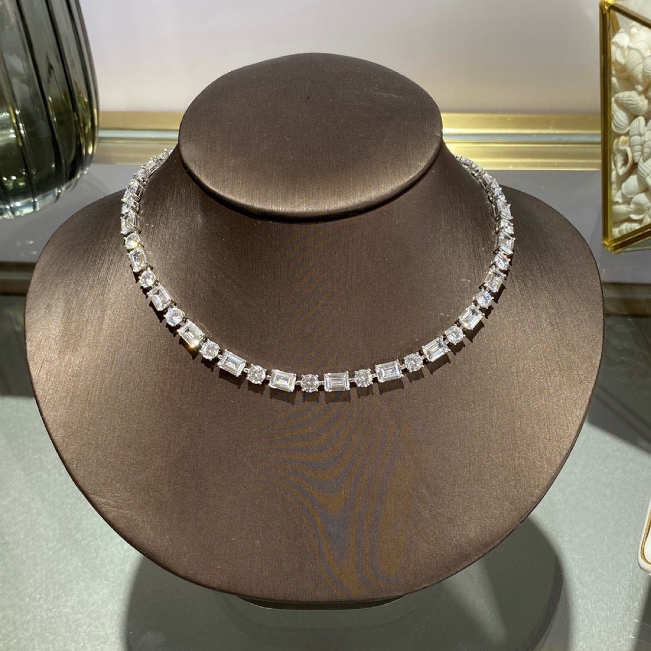 Moissanite Single Row Full Of Diamond Collarbone Chain Women Pi-Mart