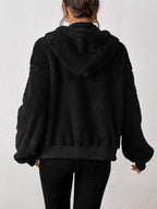 Zip-Up Plush Hooded Outerwear