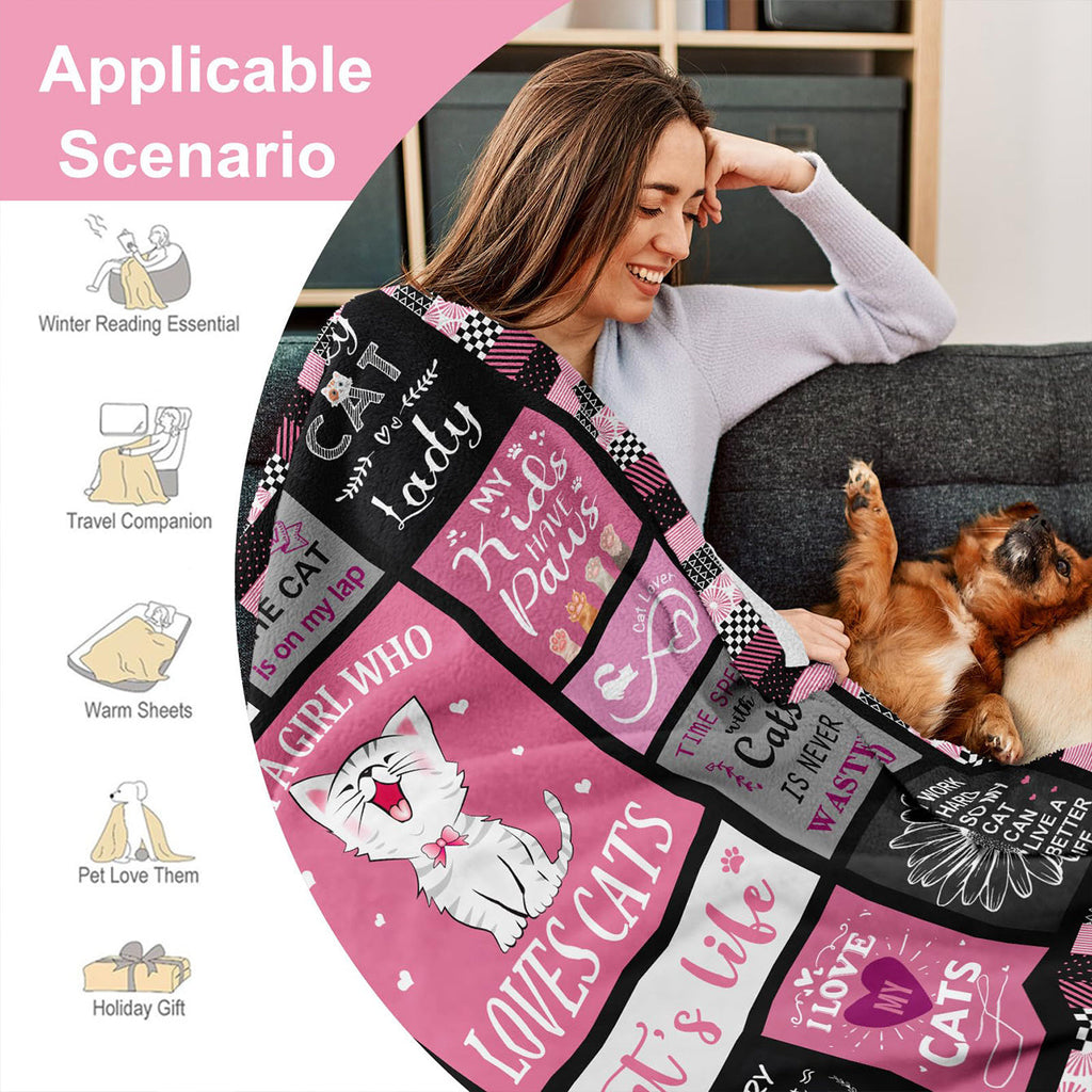 1pc Cat Throw Blanket, Funny Cat Gifts For Cat Lovers, Cat Memorial Gifts, Cat Lover Gifts For Women Girls, Cat Themed Blanket Gifts, Cat Woman Gifts Flannel Blanket, For Bed Sofa Couch Office Camping Travel
