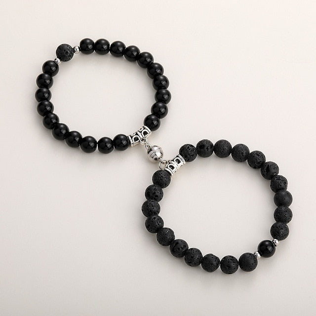 Natural Stone Beads Couple Magnetic Bracelets Pi-Mart