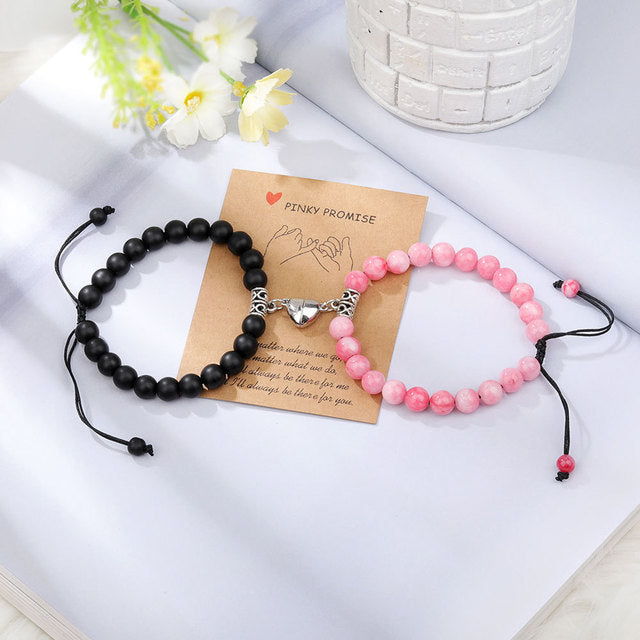 Natural Stone Beads Couple Magnetic Bracelets Pi-Mart