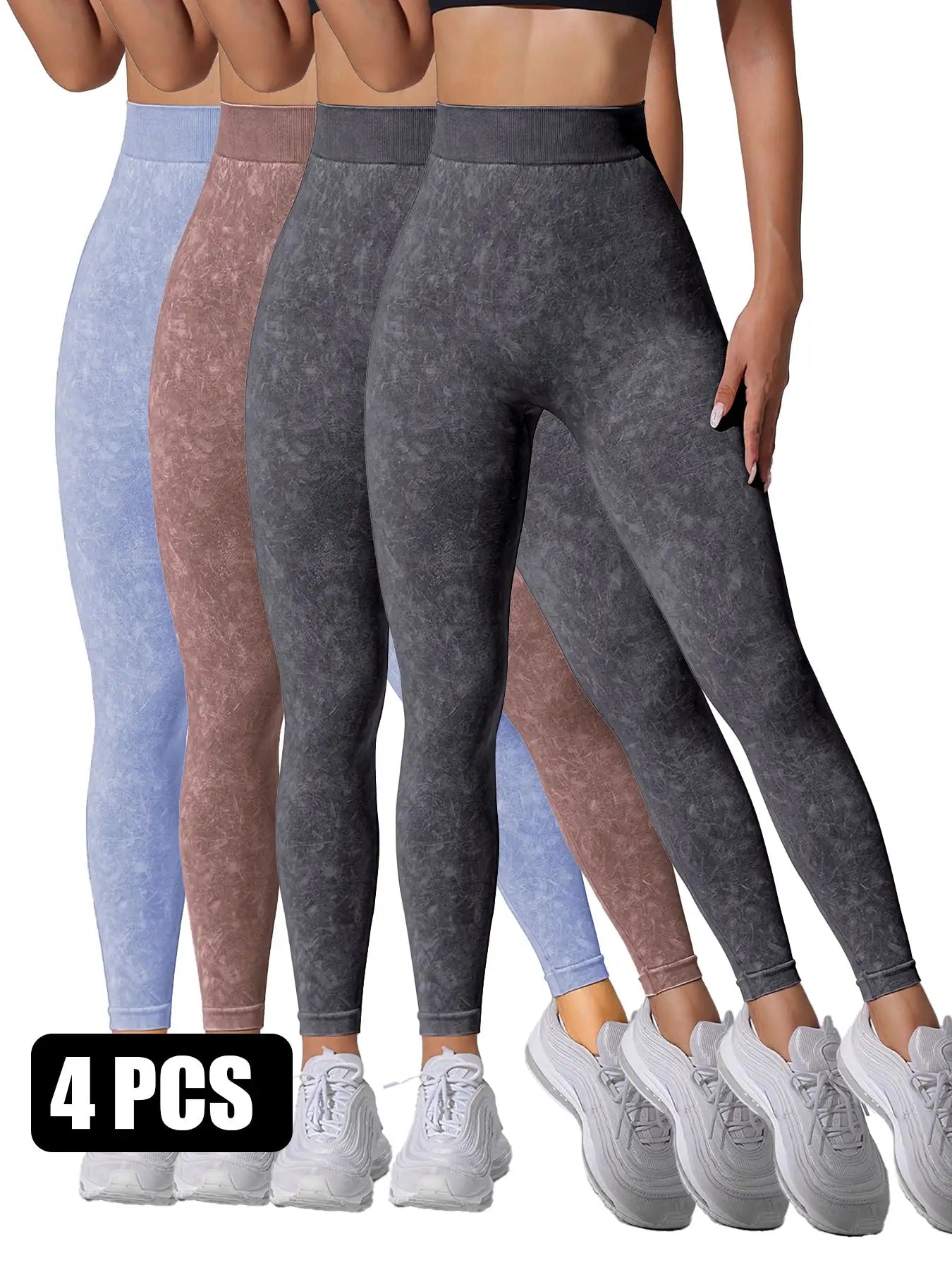 4 Pieces Scrunch Butt Lifting Workout V Back Leggings - SJB-DIAMOND ELITES