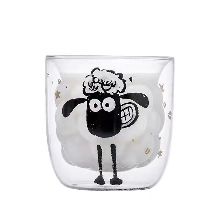 High Temperature Resistant Double Wall Cute Girl Milk Glass Pi-Mart