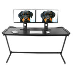 Z Shaped Large Computer Table PC Gaming Desk with RGB LED Light Home Furniture Gaming Supplies - SJB-DIAMOND ELITES