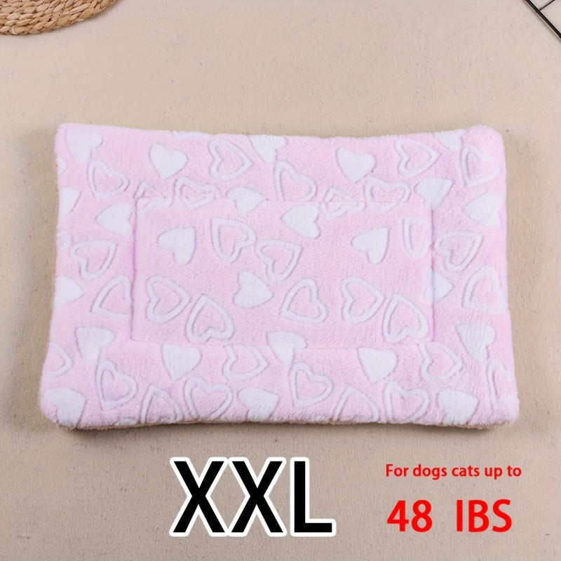 All-Season Dirt-Resistant Rectangular Pet Blanket - Comfortable Dog Paw Heart Print Pet Bed, 1pc Lootquake LLC