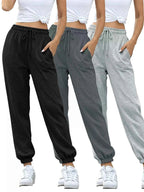 3 Piece Drawstring Joggers with Pockets THRIXINE