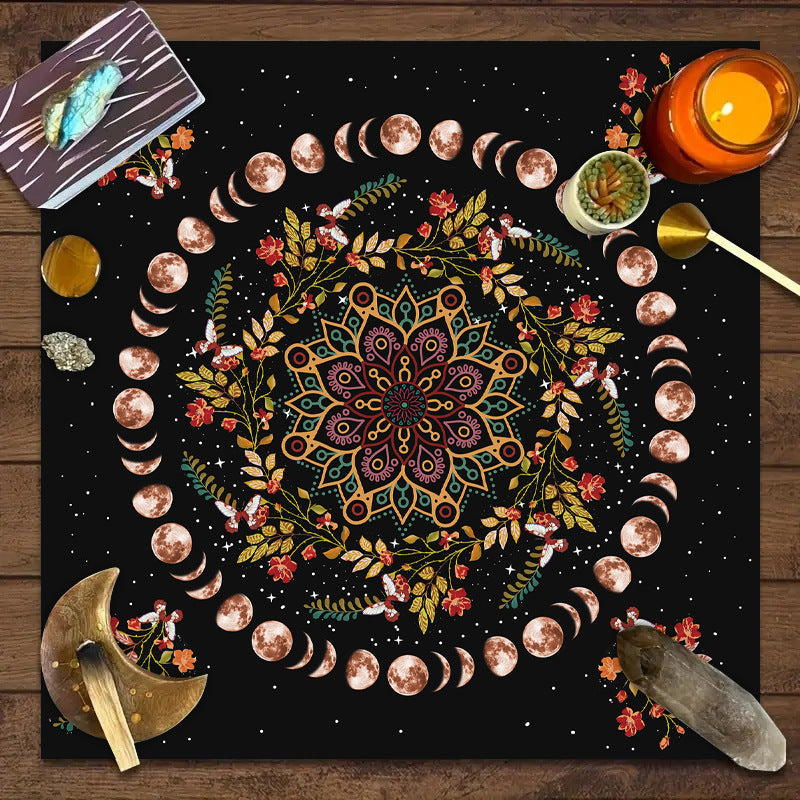 Tarot Tablecloth Board Game Decorative Cloth Have Your Power Mandala Moon Phase Floral Butterfly Tablecloth Pi-Mart