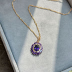 Gulkina Purple Gold Ring Earrings Necklace Amethyst Ornament Suit Pi-Mart
