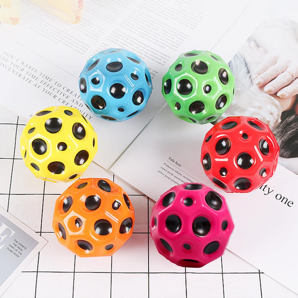Hole Ball Soft Bouncy Ball Anti-fall Moon Shape Porous Bouncy Ball Kids Indoor Outdoor Toy Ergonomic Design Pi-Mart