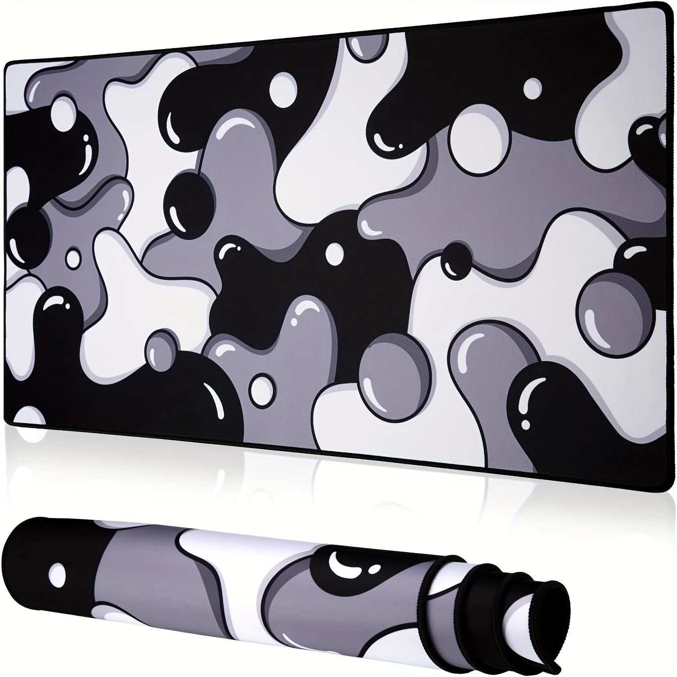 Professional Craftsman Gaming Mouse Pad - Large, Extra-Large, XXL Black & White Camouflage Design, Stain-Resistant & Non-Slip Rubber Base with Durable, Odor-Free Surface - Ideal for Gamers, Mouse Pad Gaming Lootquake LLC