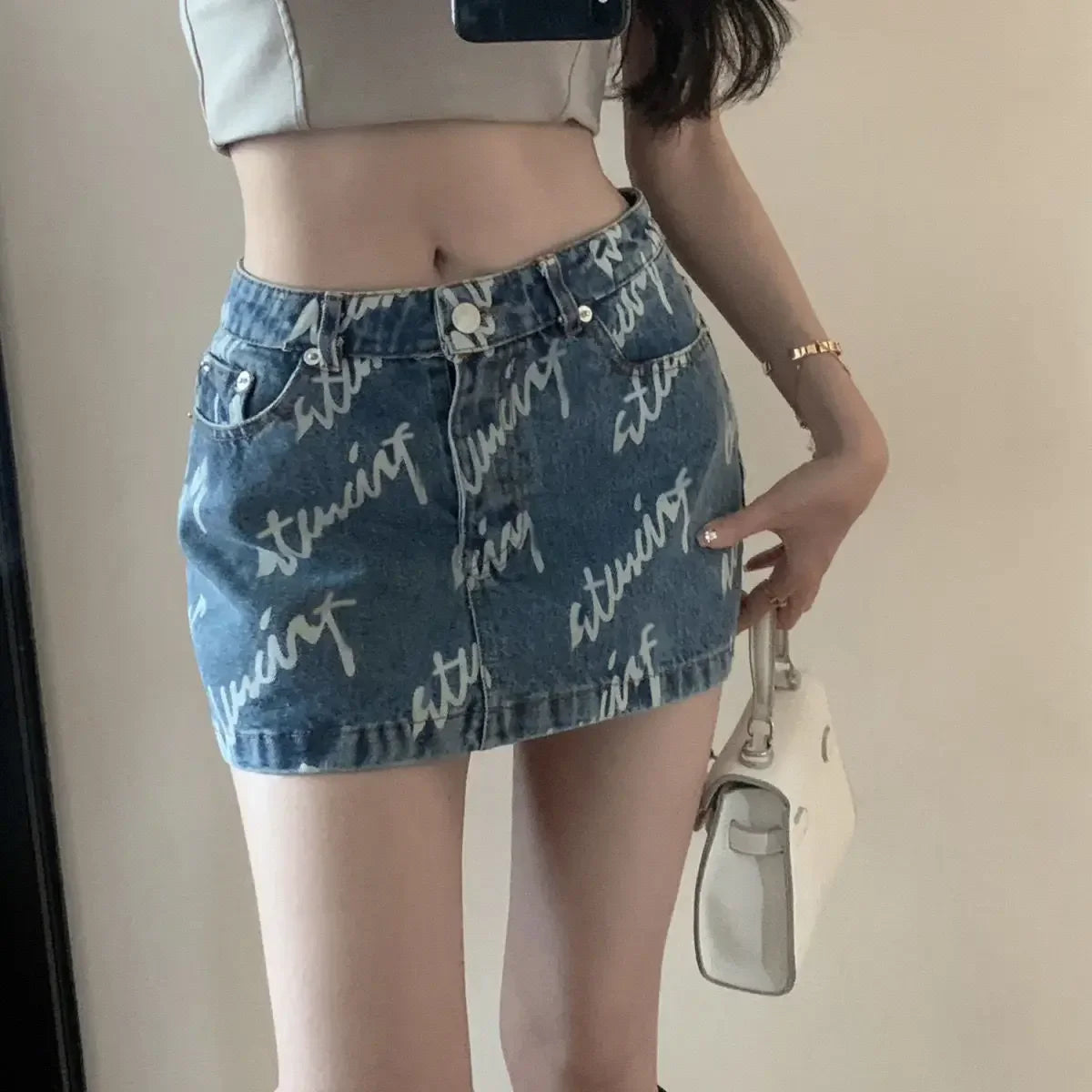 With Pocket Coquette Mini Woman Denim Skirt Sexy Casual Clothing Trend 2025 Y2k Vintage Summer V Short Jeans Skirts for Women Purplish Diva