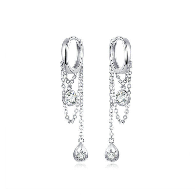 Women's Sterling Silver Earrings White Gold Plated Hypoallergenic Silver Earring Pi-Mart