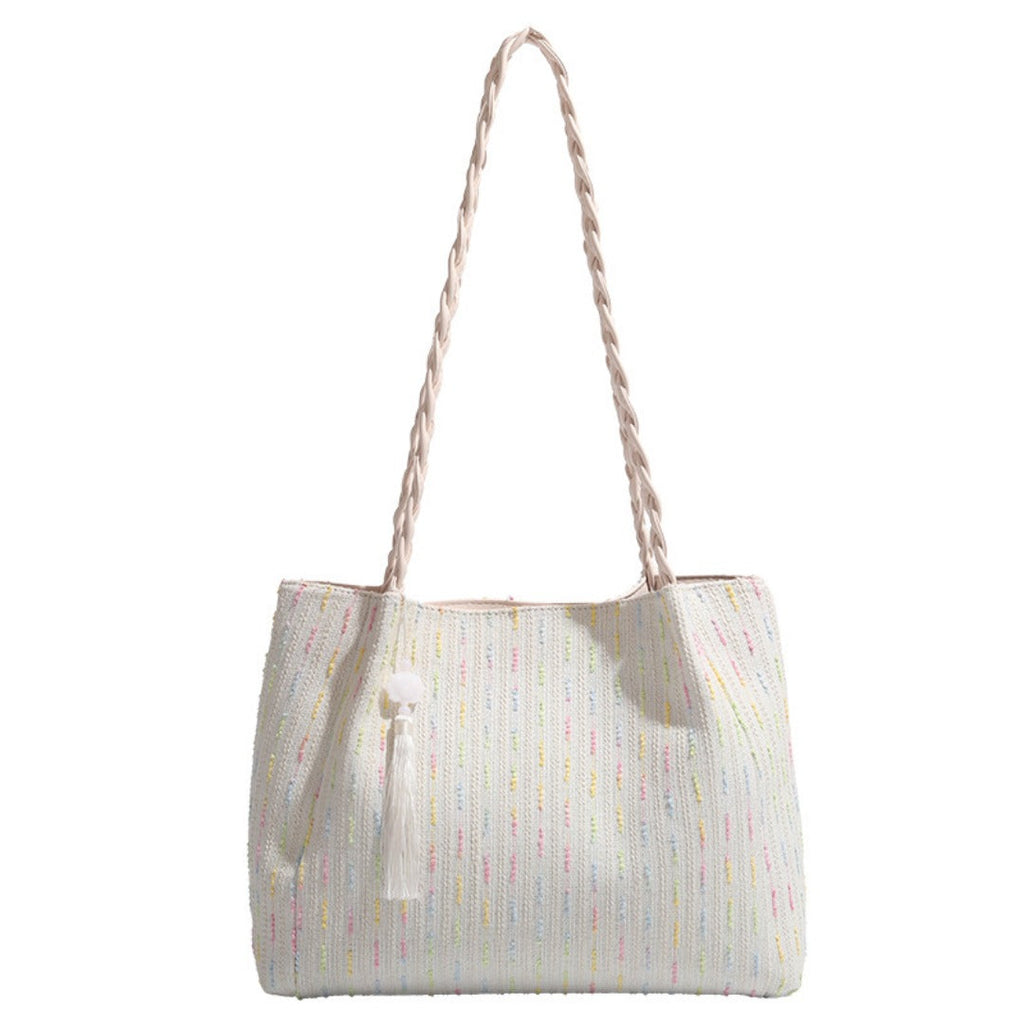 Knitted tote bag, women hobo bag, women's large capacity shoulder bag, commuter underarm canvas bag women - SJB-DIAMOND ELITES