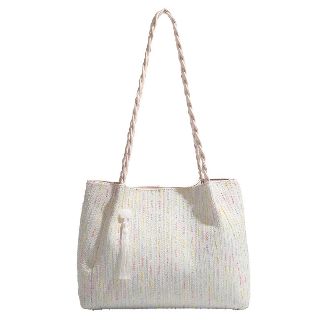 Knitted tote bag, women hobo bag, women's large capacity shoulder bag, commuter underarm canvas bag women - SJB-DIAMOND ELITES