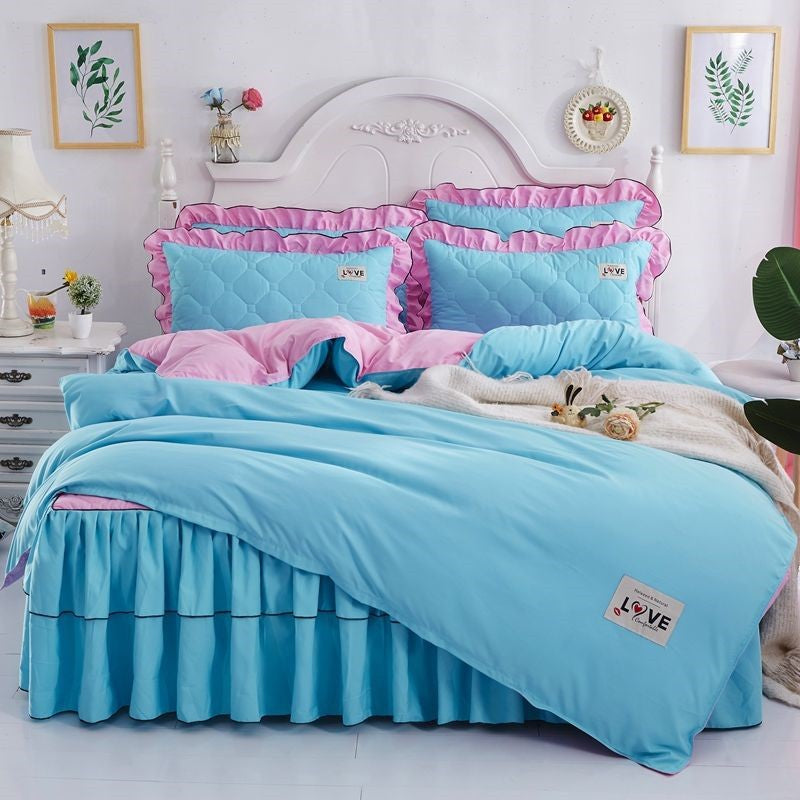 A Full Set Of Quilted Fallwinter Bed Skirt Bedspread Bed Sheet Princess Bedspread Plus Quilt Cover Pi-Mart