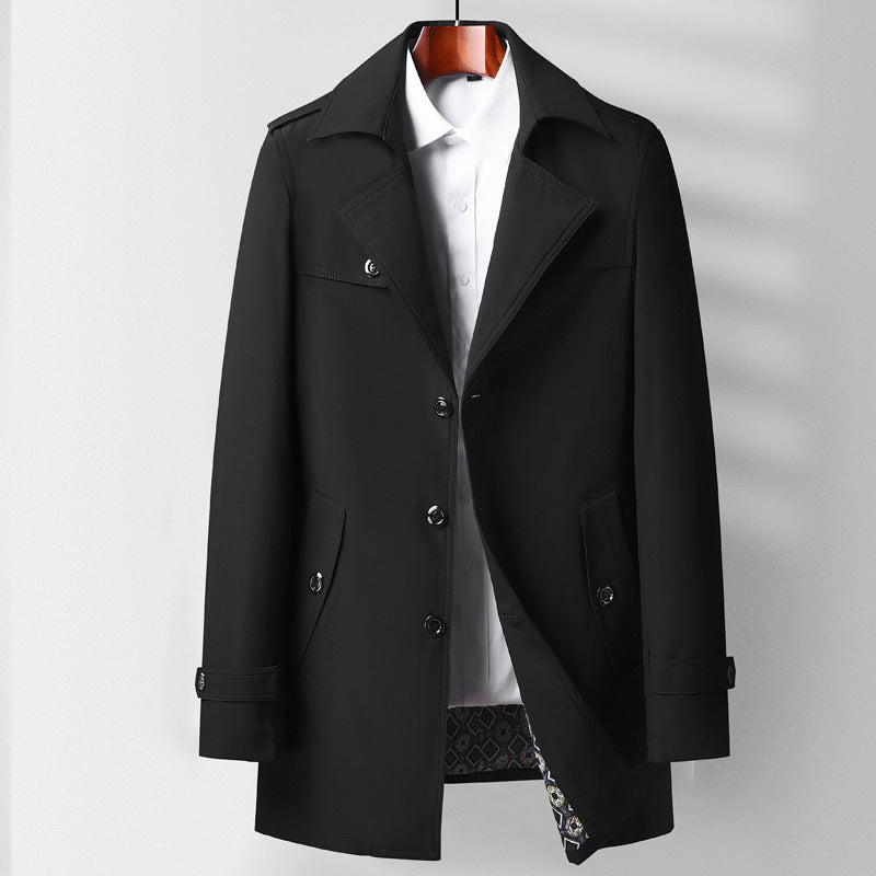 Mid-length Lapel Casual Fashionable Versatile Trench Coat For Young And Middle-aged Pi-Mart